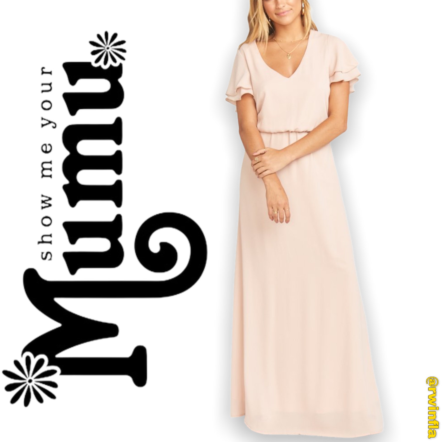 Nwt Smym Show Me Your Mumu Wedding Bridesmaid Michelle Maxi Dress Flutter Sleeve